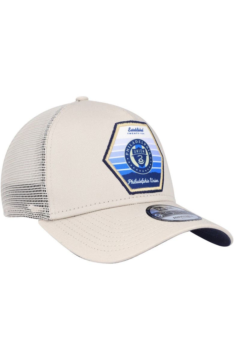New Era Men's New Era Cream Philadelphia Union Established Patch 9FORTY A-Frame Trucker Adjustable Hat, Alternate, color,