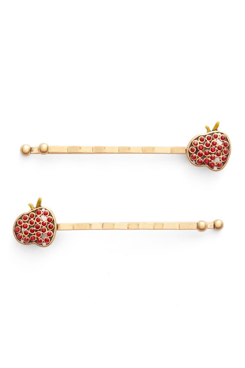 'Apple' Bobby Pins, Main, color, RED
