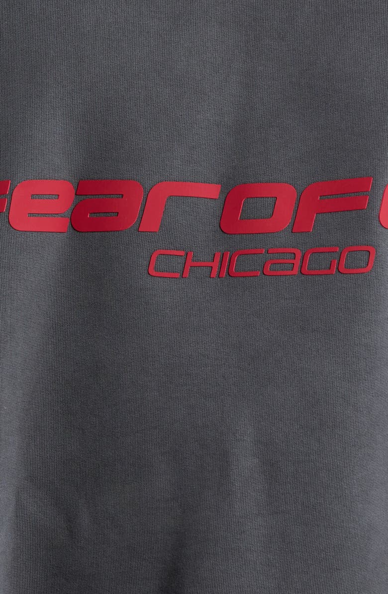 Fear of God Essentials Logo Graphic Relaxed Fit Crop Sweatshirt, Alternate, color, Iron Grey