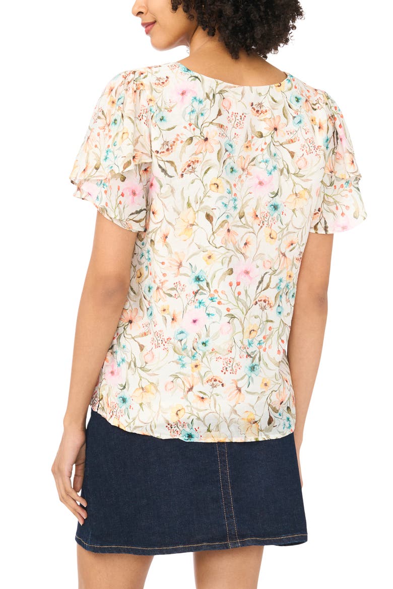Print Tulip Sleeve Top, Alternate, color, ANTIQUE WHITE