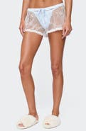 EDIKTED Laina Contrast Sheer Lace Shorts
