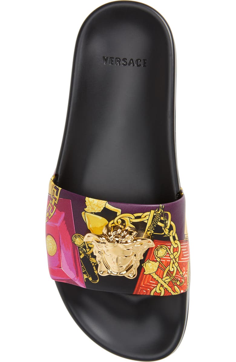 Versace Medusa Pool Slide Sandal, Alternate, color,