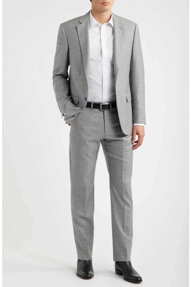 Light Grey Melange Virgin Wool Suit, Main, color, SOLID LIGHT/ PASTEL GREY