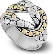 SAMUEL B. Sterling Silver & 18K Gold Pebble Band Knot Ring