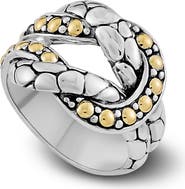 SAMUEL B. Sterling Silver & 18K Gold Pebble Band Knot Ring