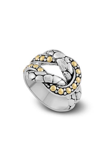Samuel B. Sterling Silver & 18k Gold Pebble Band Knot Ring In Silver And Gold
