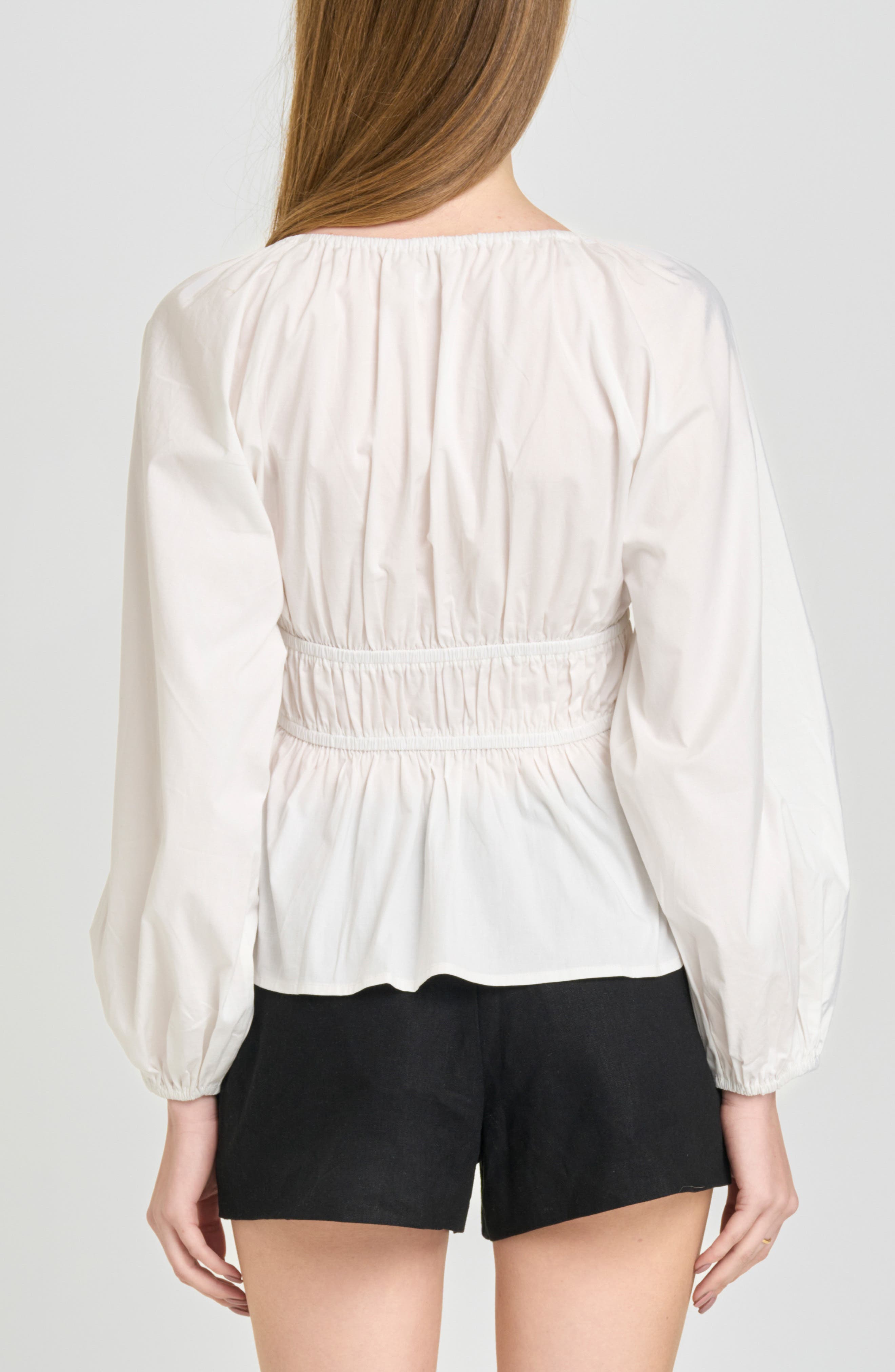 Jess Drawstring Stretch Cotton Poplin Top - image 4