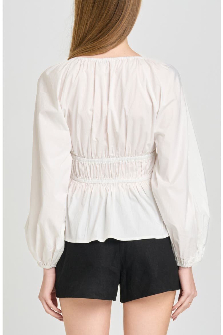 Jess Drawstring Stretch Cotton Poplin Top, Alternate, color, IVORY