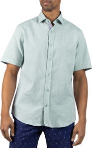 TailorByrd Mélange Linen Blend Button-Up Shirt