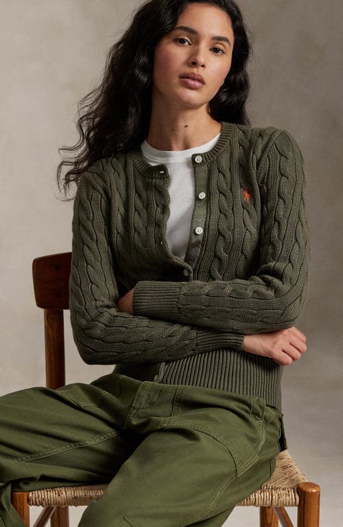 Polo Ralph Lauren Cable Cotton Cardigan In Gray