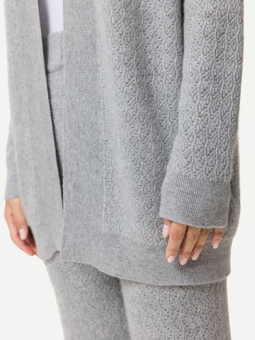 Gobi Cashmere Ajour Knit Open Front Cardigan In Gray