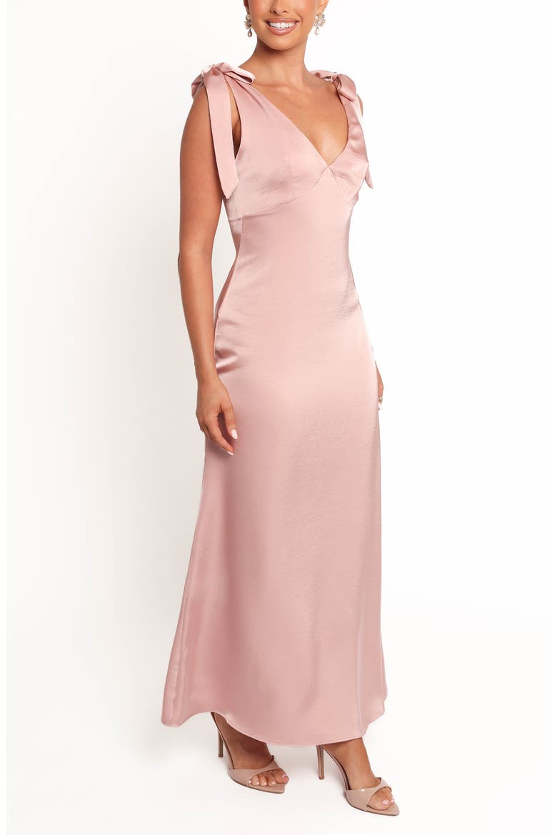 Claudine Satin Evening Dress, Alternate, color, PINK