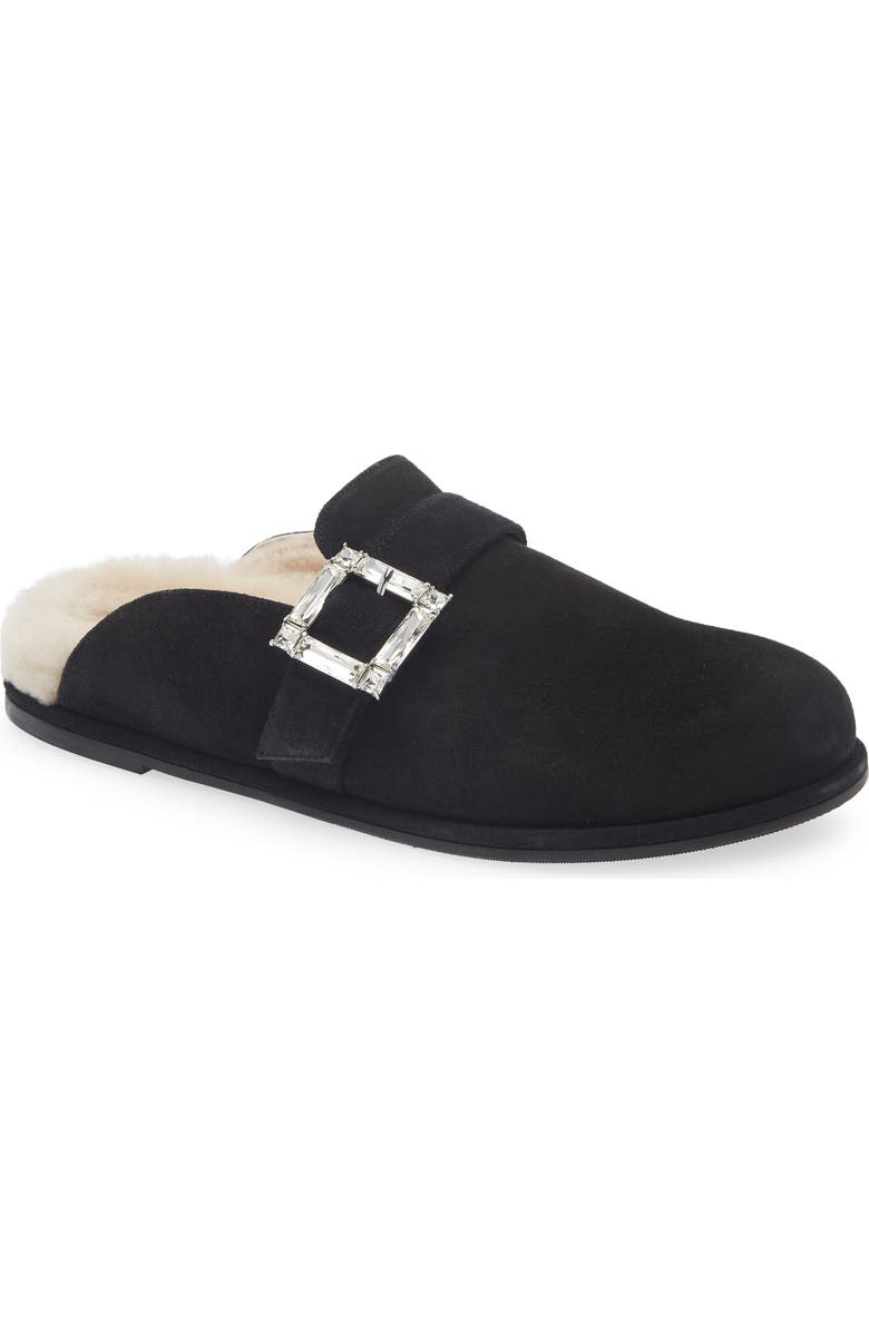 Stuart Weitzman June Genuine Shearling Mule, Main, color, Black/ Natural