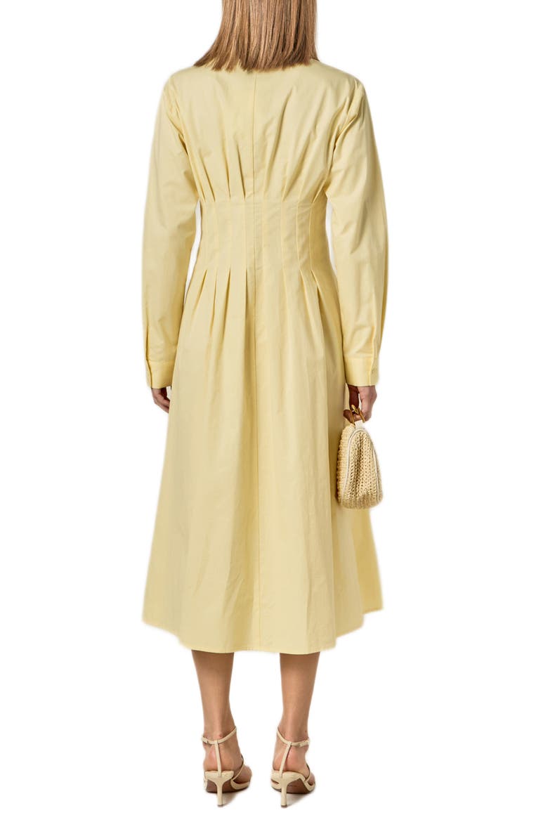 Floral Appliqué Pintuck Long Sleeve Cotton Shirtdress, Alternate, color, BUTTER YELLOW