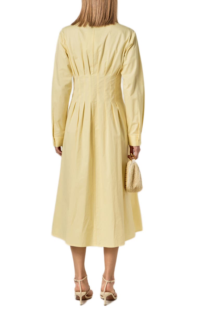English Factory Floral Appliqué Pintuck Long Sleeve Cotton Shirtdress, Alternate, color, Butter Yellow