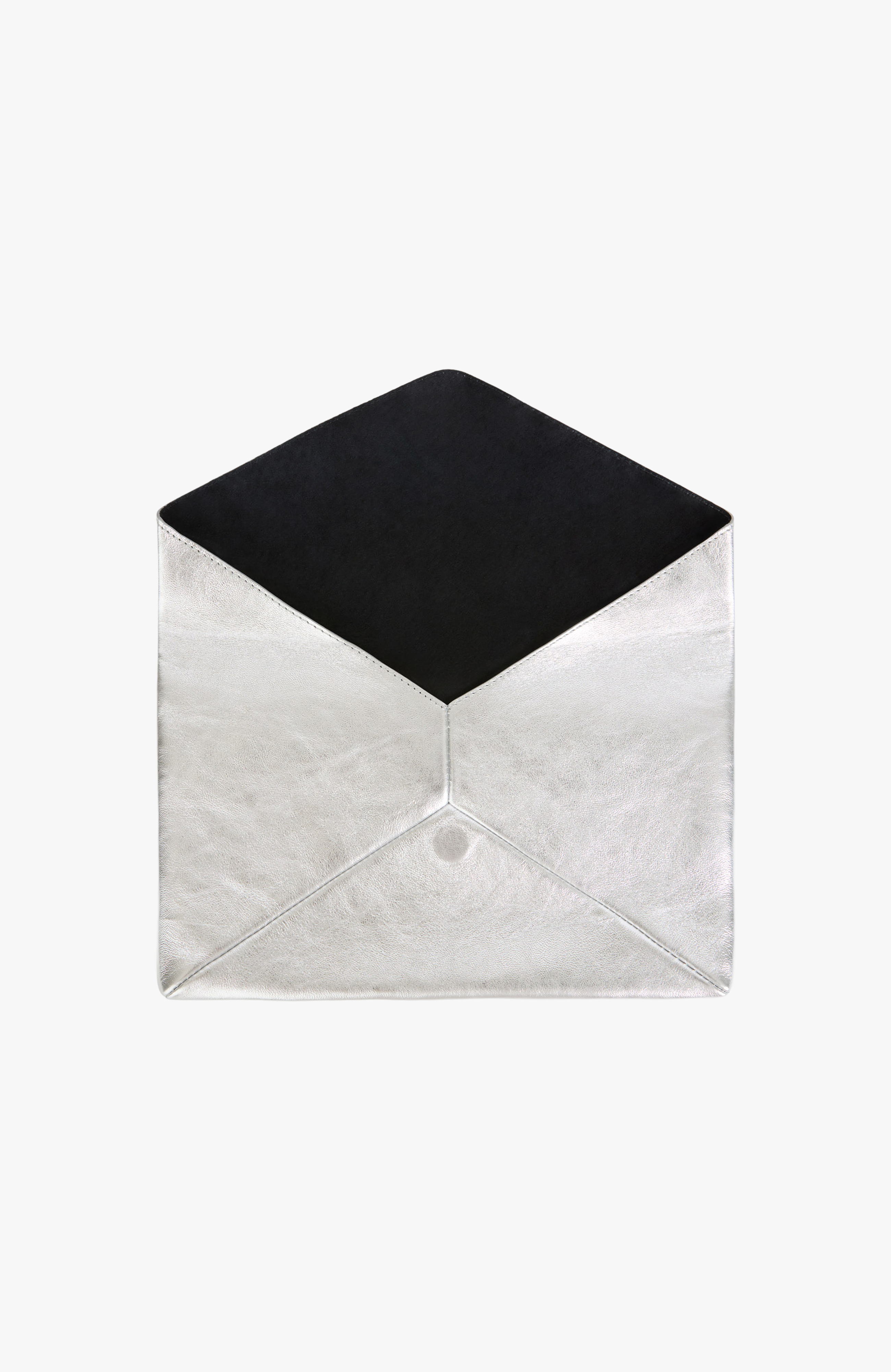 Valentina Envelope Leather Clutch, Alternate, color, Silver