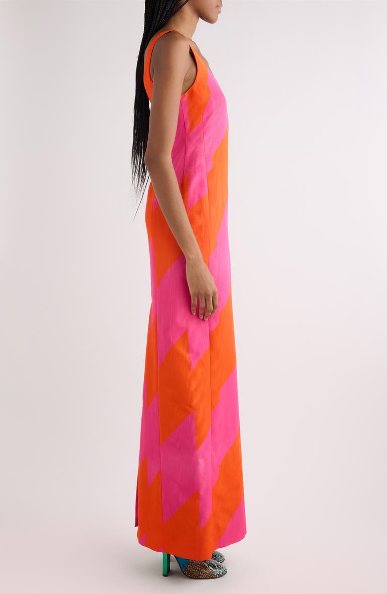 Dries Van Noten Debant Broken Stripe Moiré Sheath Dress, Alternate, color, Fuchsia