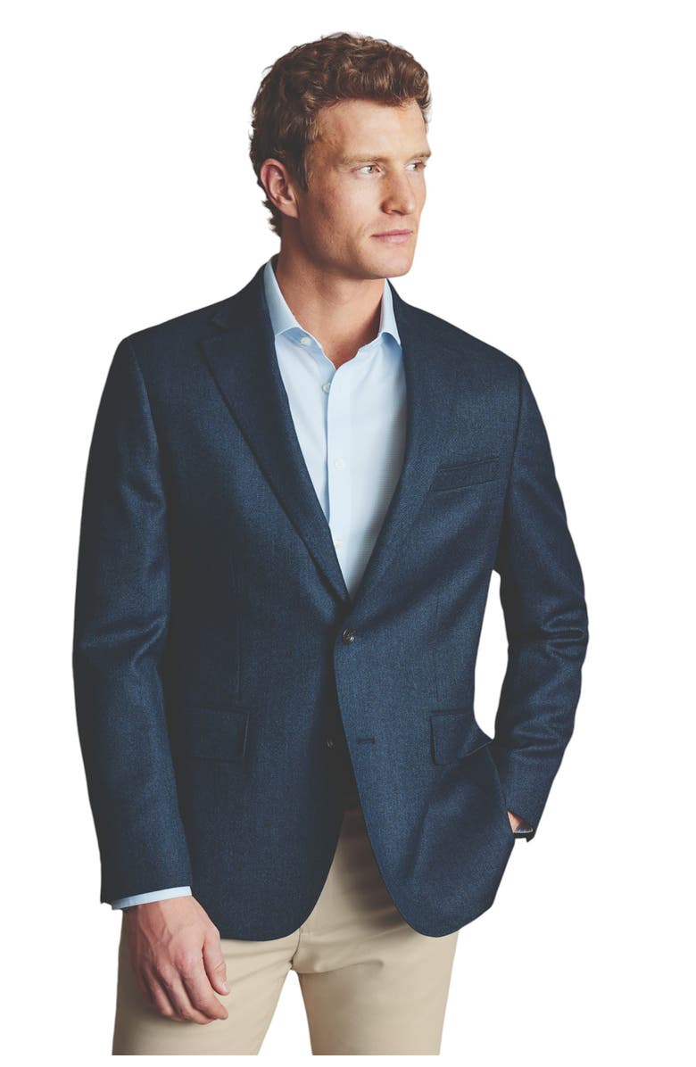 Charles Tyrwhitt Twill Wool Texture Slim Fit Jacket, Main, color, Steel Blue