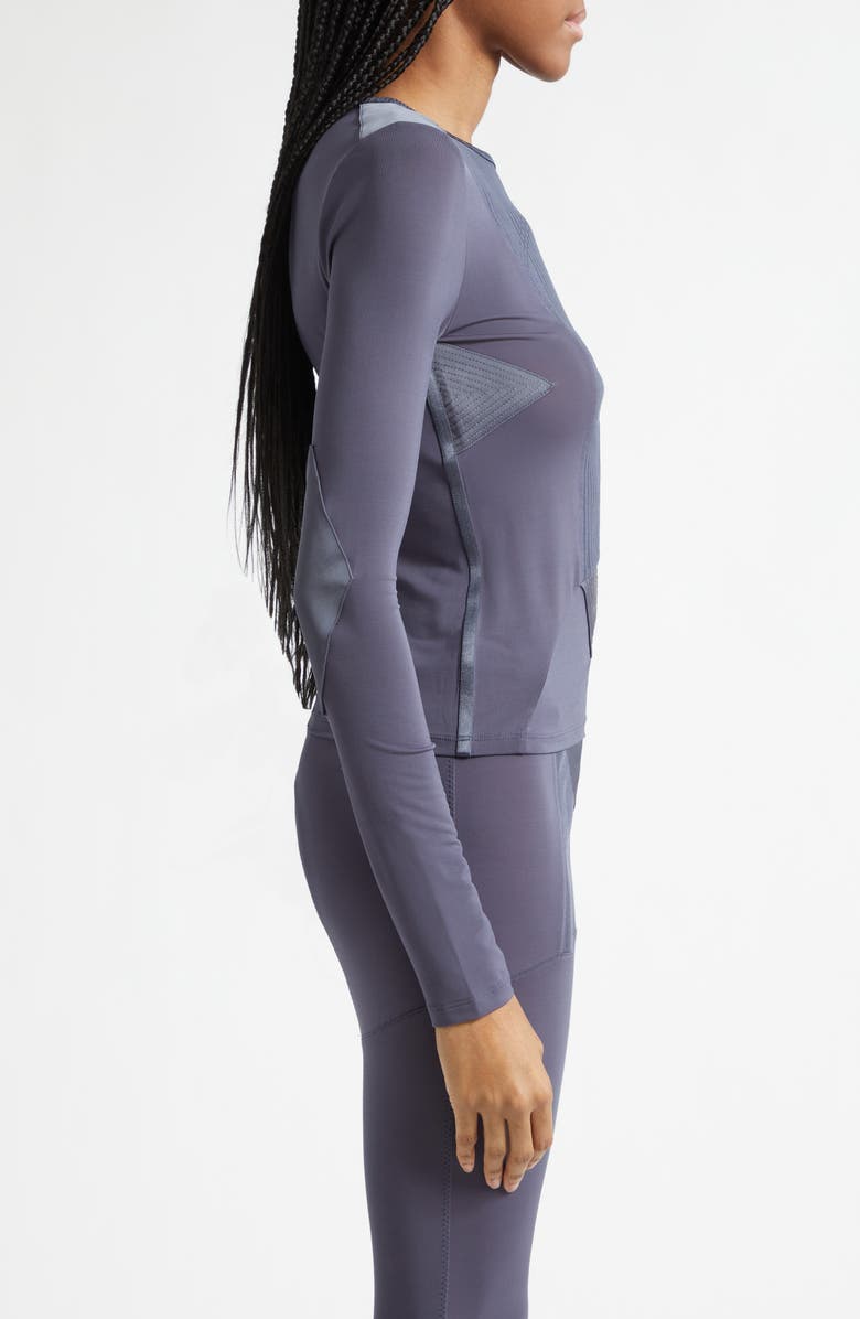 Jean Paul Gaultier Jersey & Rib Long Sleeve Top, Alternate, color, Petrol