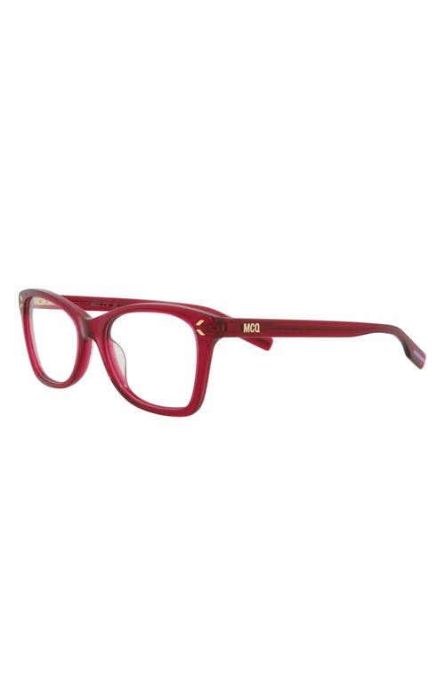 Alexander Mcqueen Mcqueen 48mm Square Optical Glasses In Burgundy Burgundy Transparent