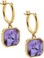 BY ADINA EDEN CZ Sqaured Bezel Drop Huggie Earring