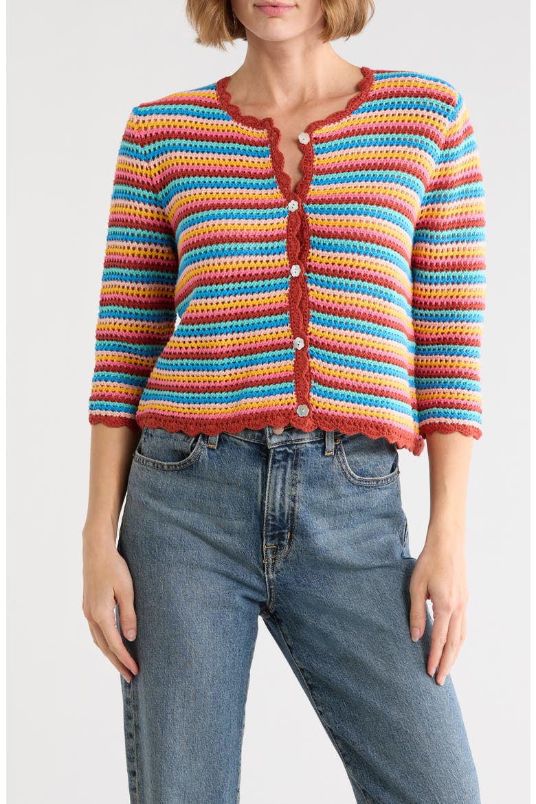 Rainbow Crochet Astrid Cardigan, Main, color, ORANGE MULTI