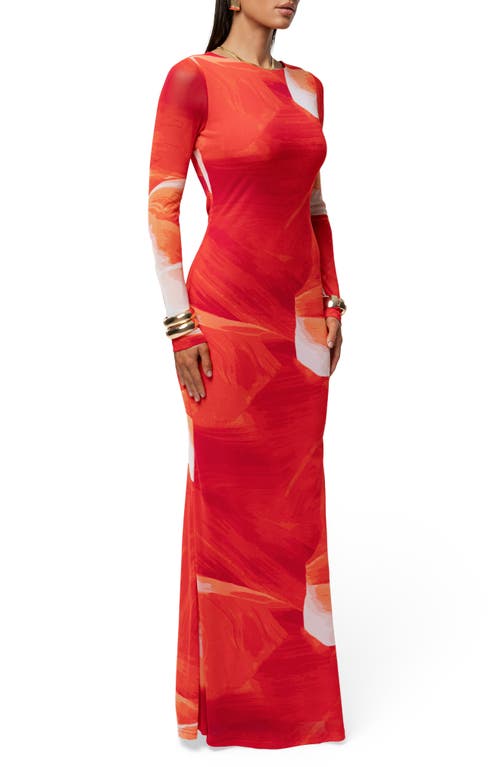 Jluxlabel Palms & Sand Long Sleeve Maxi Dress In Orange