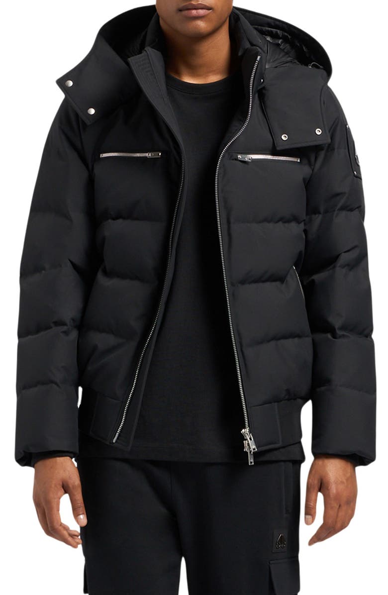 Moose Knuckles Cloud Down Puffer Bomber Jacket with Removable Hood, Main, color, 