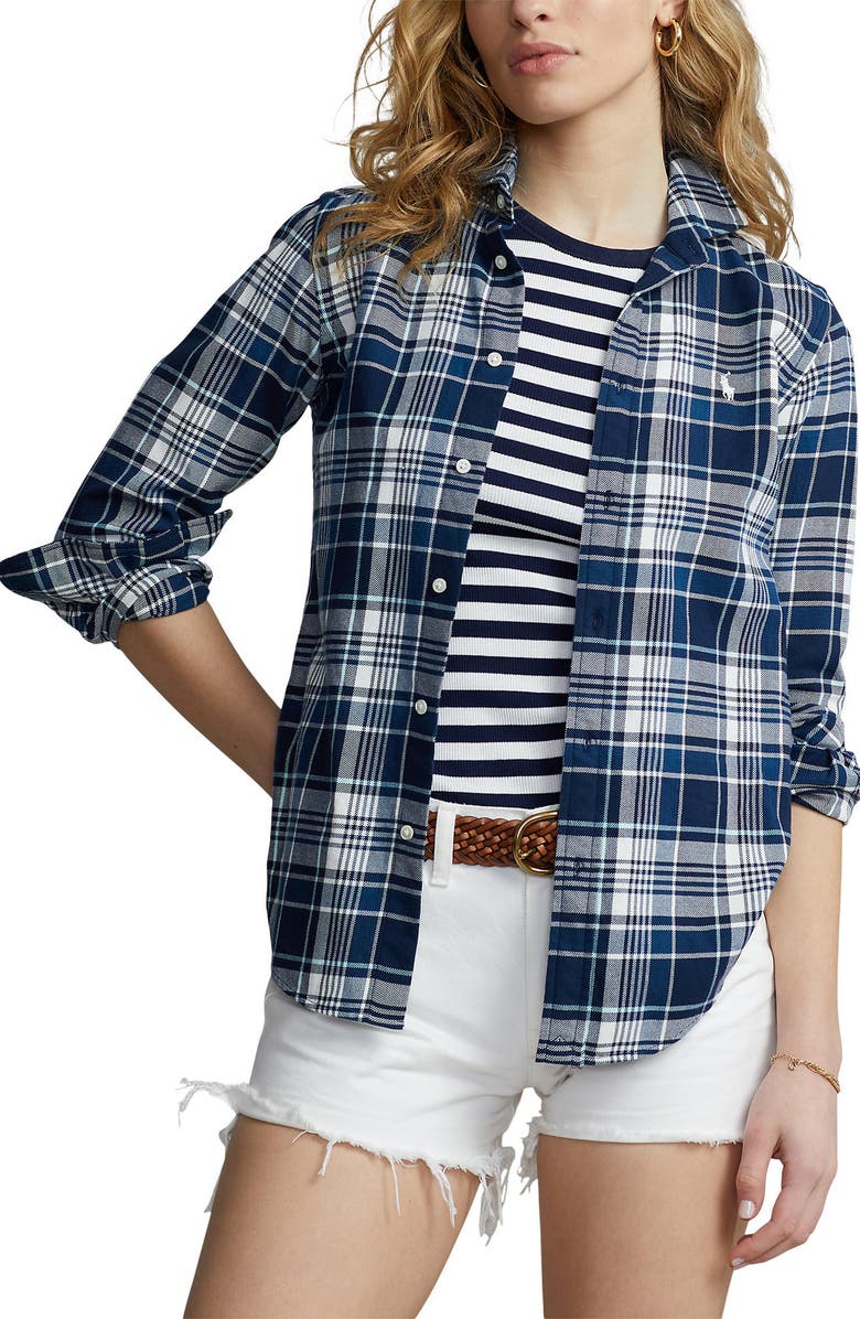 Polo Ralph Lauren Slim Fit Plaid Cotton Button-Up Shirt, Main, color,