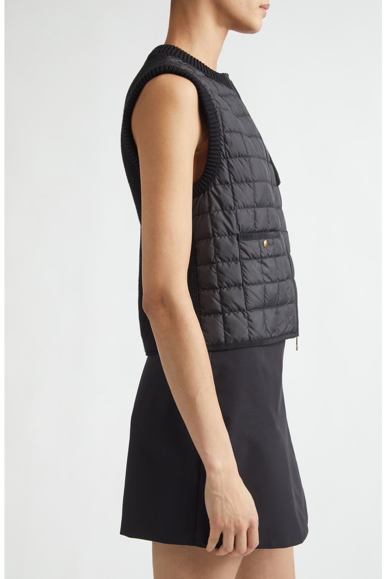 Knit & Quilted Down Vest, Alternate, color, BLACK