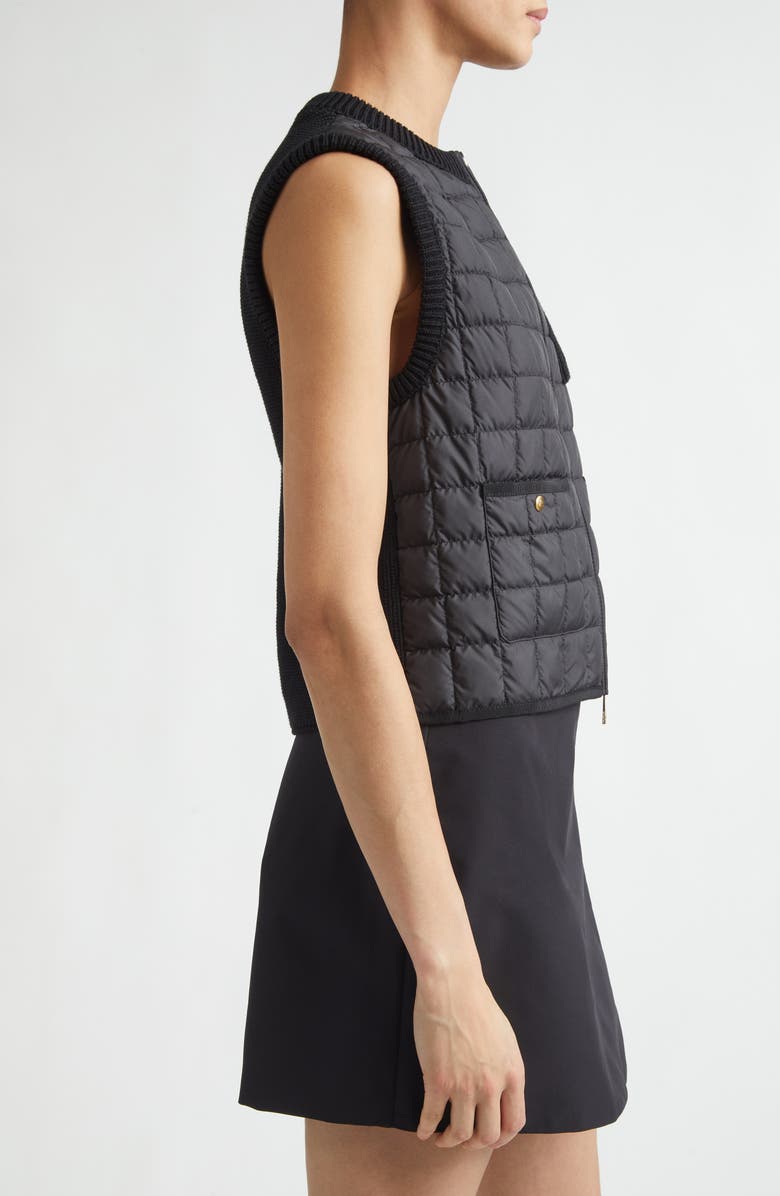 Moncler Knit & Quilted Down Vest, Alternate, color, Black
