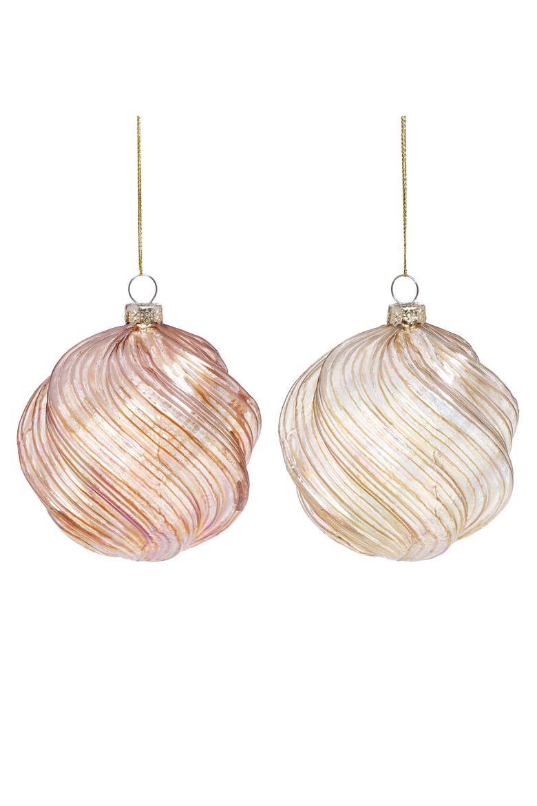 Iridescent Swirl Ball Ornament, Box of 6, Main, color, Champagne