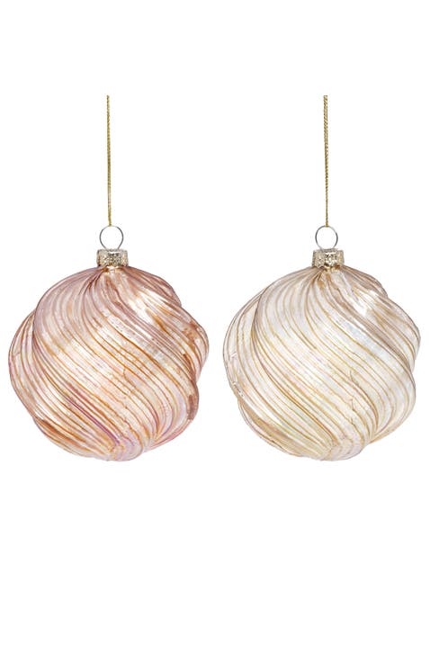 Iridescent Swirl Ball Ornament, Box of 6