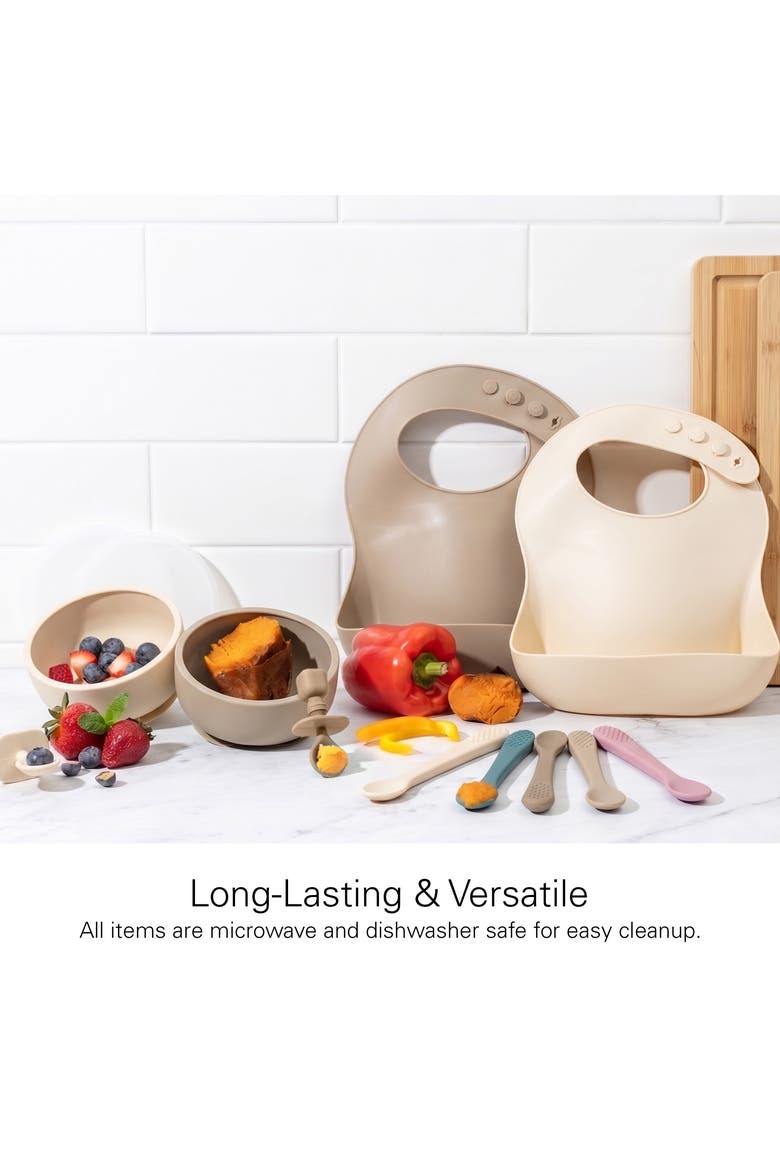 Silicone Baby Feeding Set 11-Piece, Alternate, color, Tan