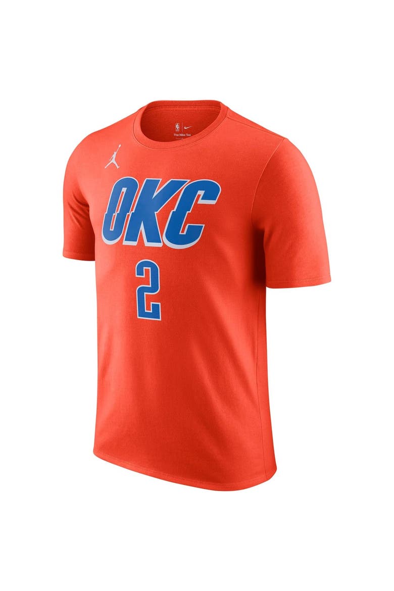 Men's Jordan Brand Shai Gilgeous-Alexander Orange Oklahoma City Thunder 2022/23 Statement Edition Name & Number T-Shirt, Alternate, color, Orange