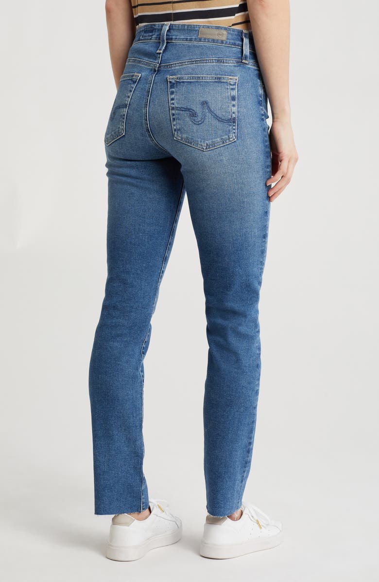 AG Mari High Waist Raw Hem Slim Straight Jeans, Alternate, color, Arcadia