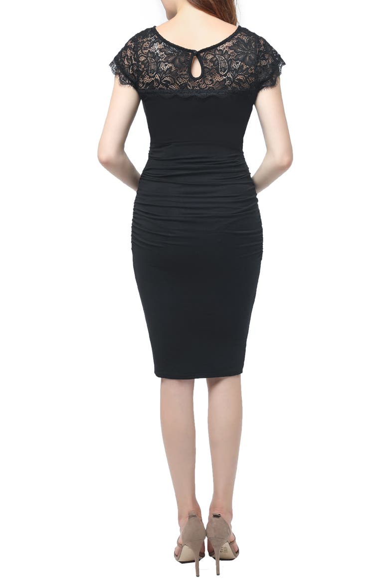 Morgran Lace Trim Body-Con Maternity Dress, Alternate, color, BLACK