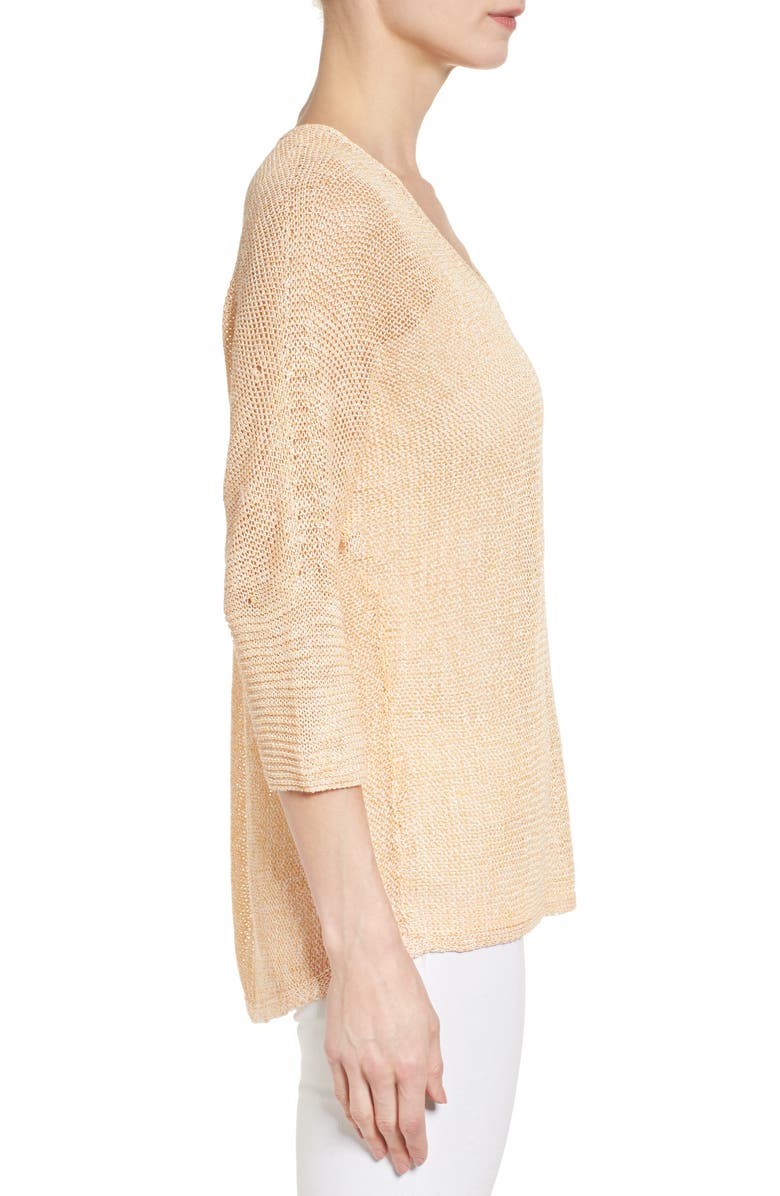 NIC+ZOE Sunkissed Sheer Linen Blend Pullover, Alternate, color, Tangerine