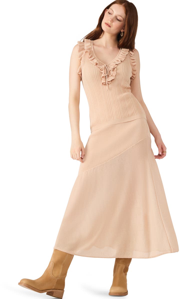 Steve Madden Nataly Ruffle Neck Sleeveless Sweater, Alternate, color, Ivory