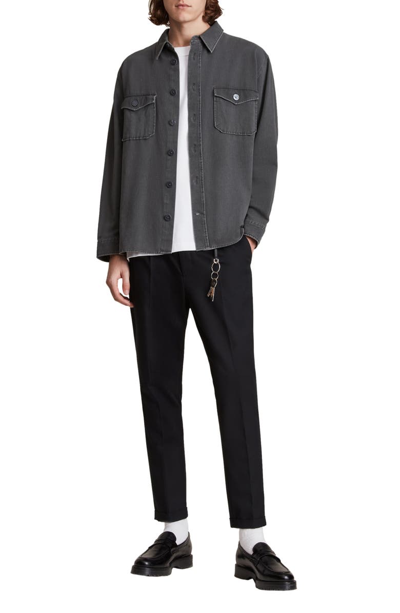 AllSaints Tallis Pleated Cotton & Wool Trousers, Alternate, color, 