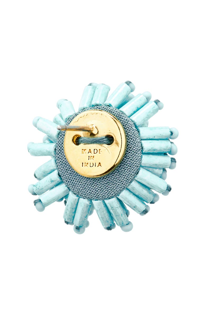 Oscar de la Renta Beaded Pompom Flower Earrings, Alternate, color, Blue