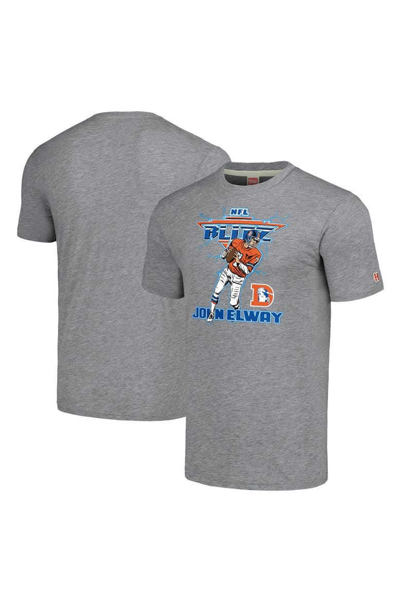 Men's Homage John Elway Gray Denver Broncos NFL Blitz Retired Player Tri-Blend T-Shirt, Main, color, Gray