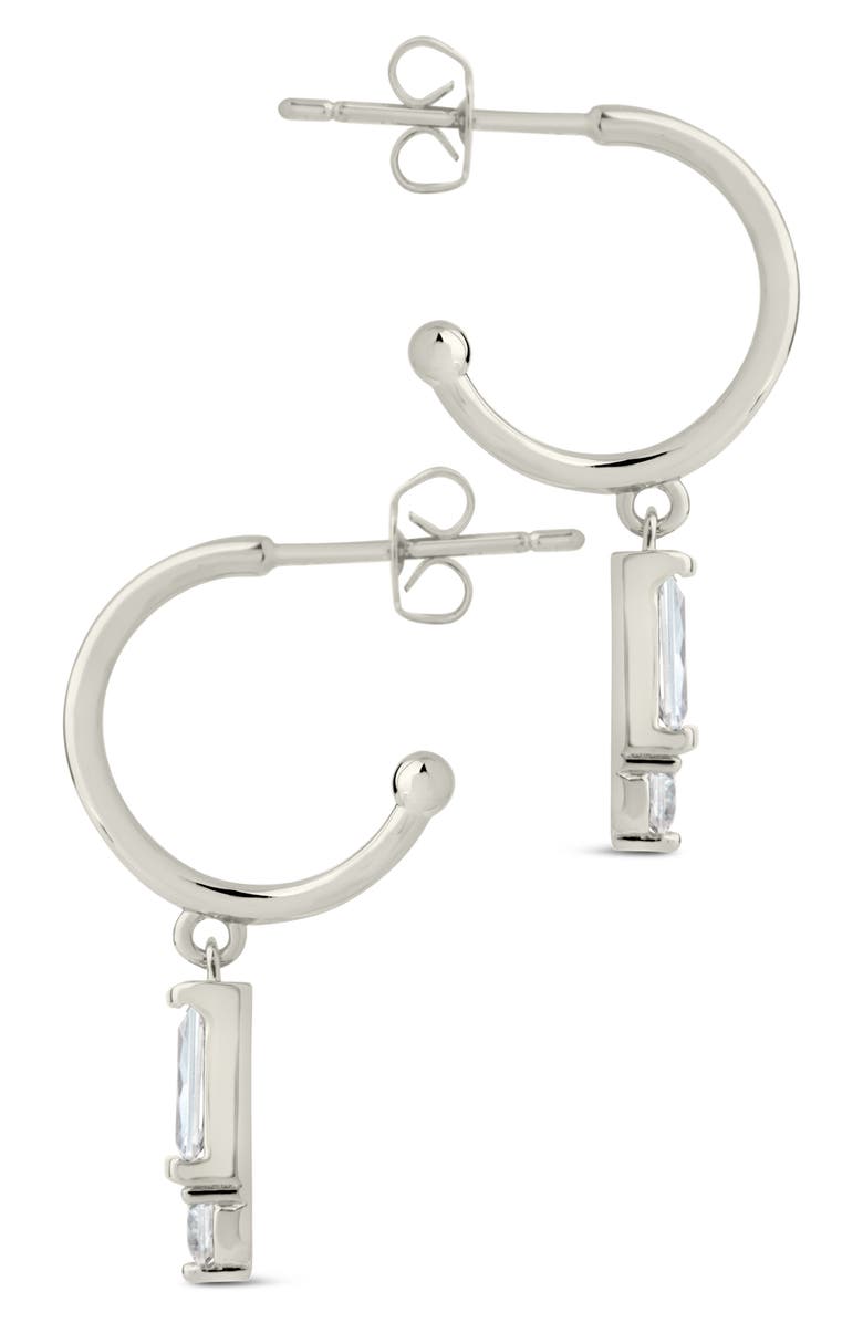 Sterling Forever Teigen CZ Drop Hoop Earrings, Alternate, color,