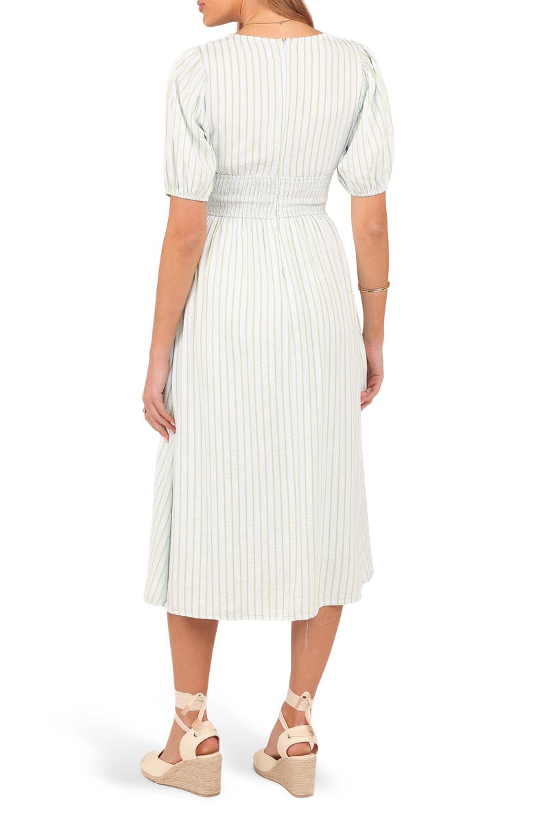 Petal & Pup Ronnie Stripe Short Sleeve Midi Dress, Alternate, color, Green Blue Stripe