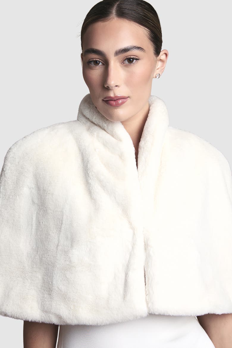 Faux Fur Cropped Cape, Alternate, color, Ivory