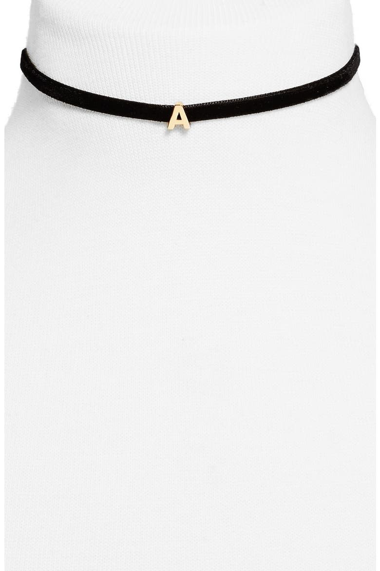 Christal Initial Choker, Alternate, color, A BLACK