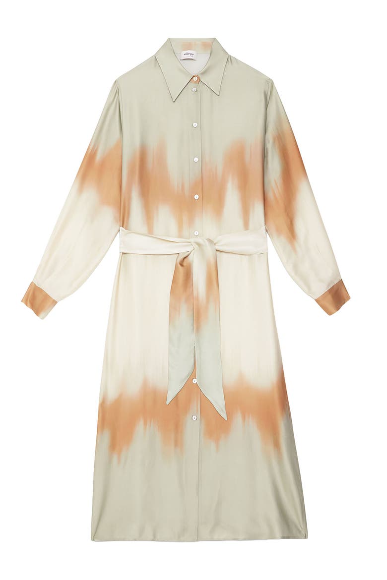 Printed Viscose Long Shirt Dress, Alternate, color, Mint