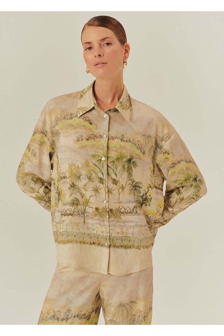 The Chic Coastal Inspired Shirt, Main, color, Beige Patterned