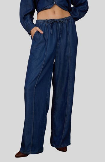 Blu Pepper Exposed Seam Denim Pants In Blue