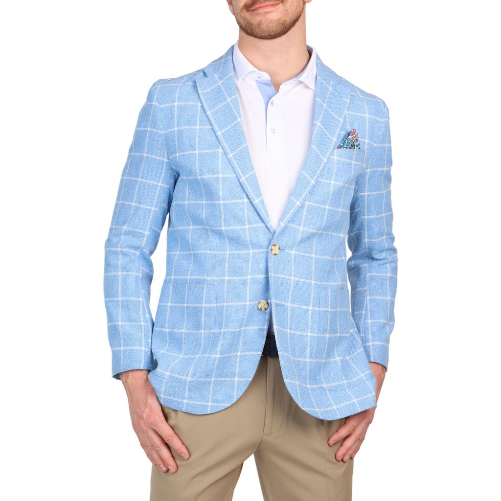 Tailorbyrd Textured Yarn Dyed Windowpane Sport Coat In Light Blue